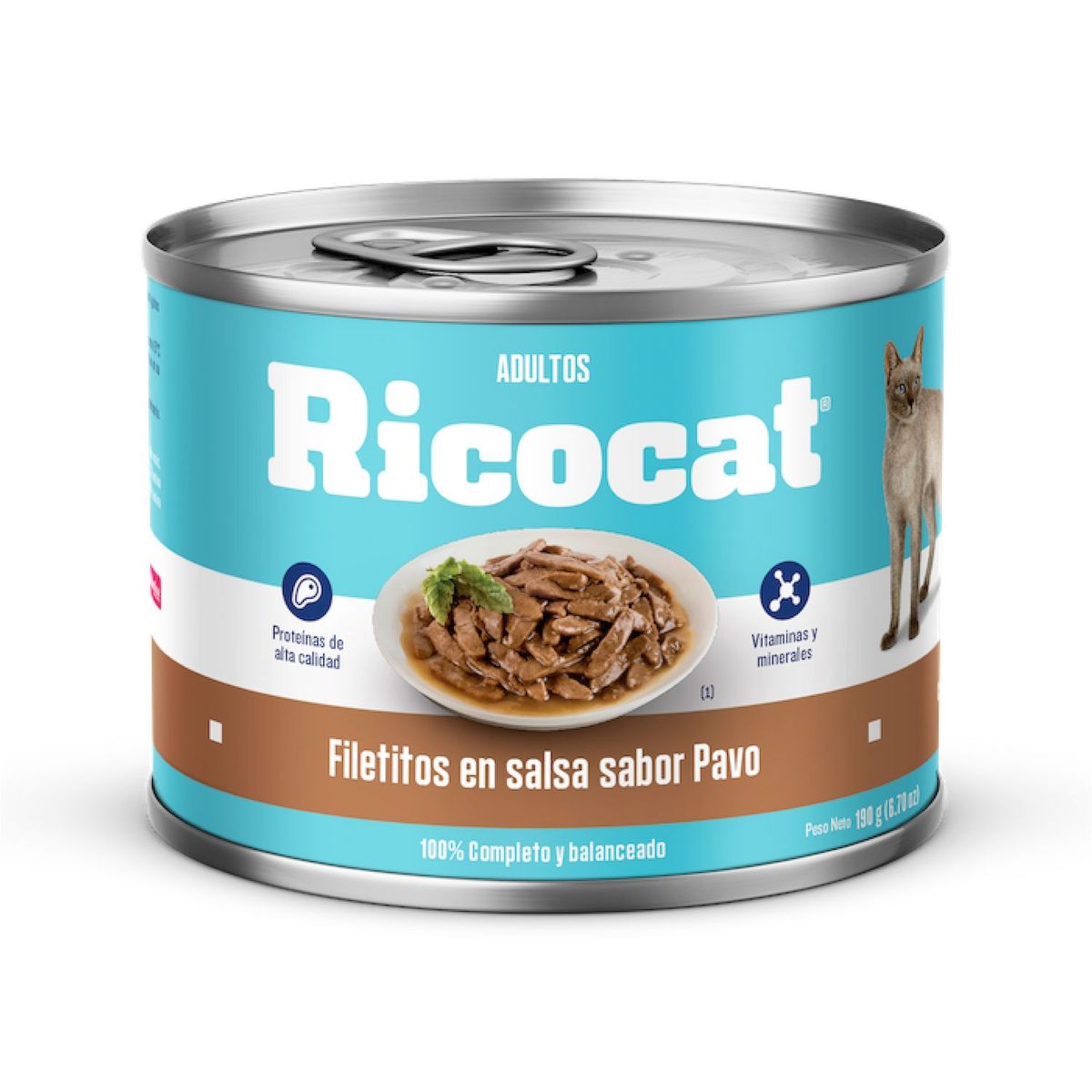 RICOCAT - Alimento Húmedo Gatos Adultos Ricocat Filetitos de Pavo Lata 190 g