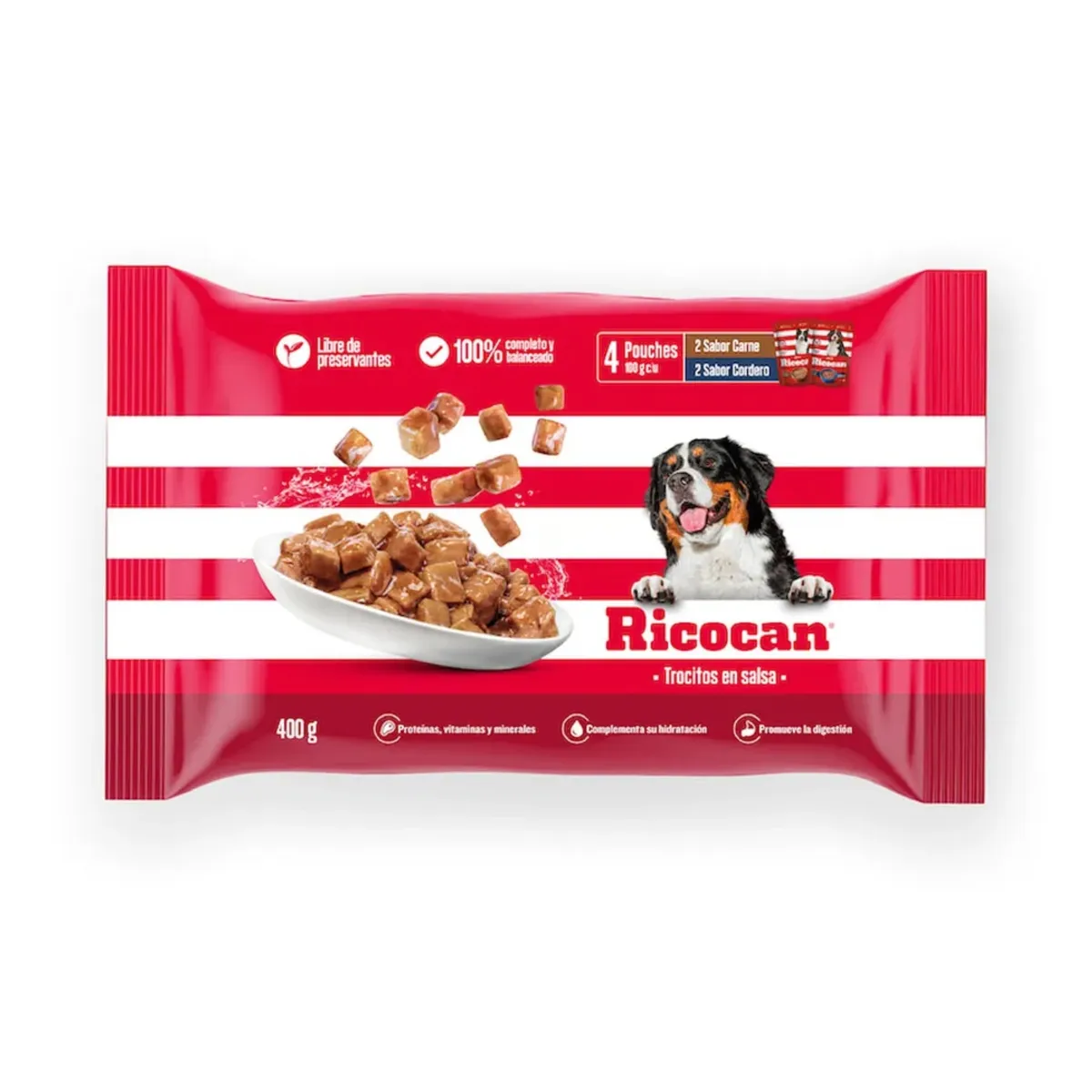 RICOCAN - Alimento Húmedo Perros Adultos Ricocan Carne y Cordero Empaque 4 Und