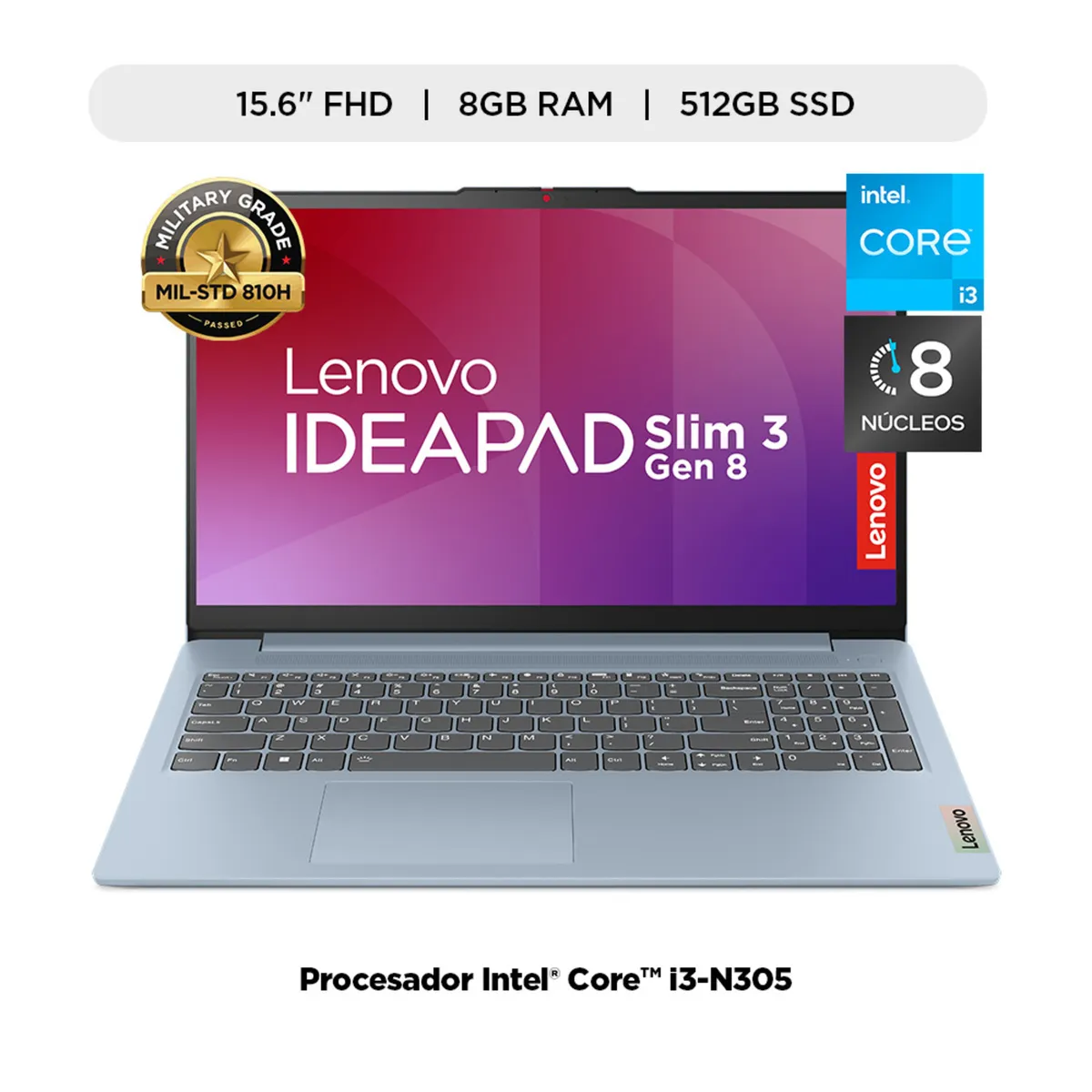 LENOVO - Laptop Lenovo IdeaPad Slim 3i Intel Core i3-N305 8GB RAM 512GB SSD 15.6" FHD