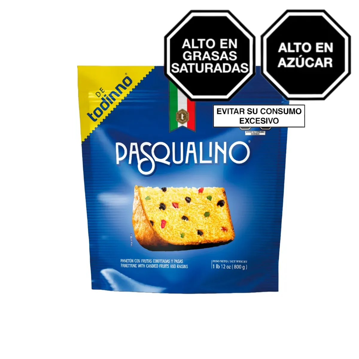 PASQUALINO - Panetón  Pasqualino Con Frutas Y Pasas  Bolsa 800 g