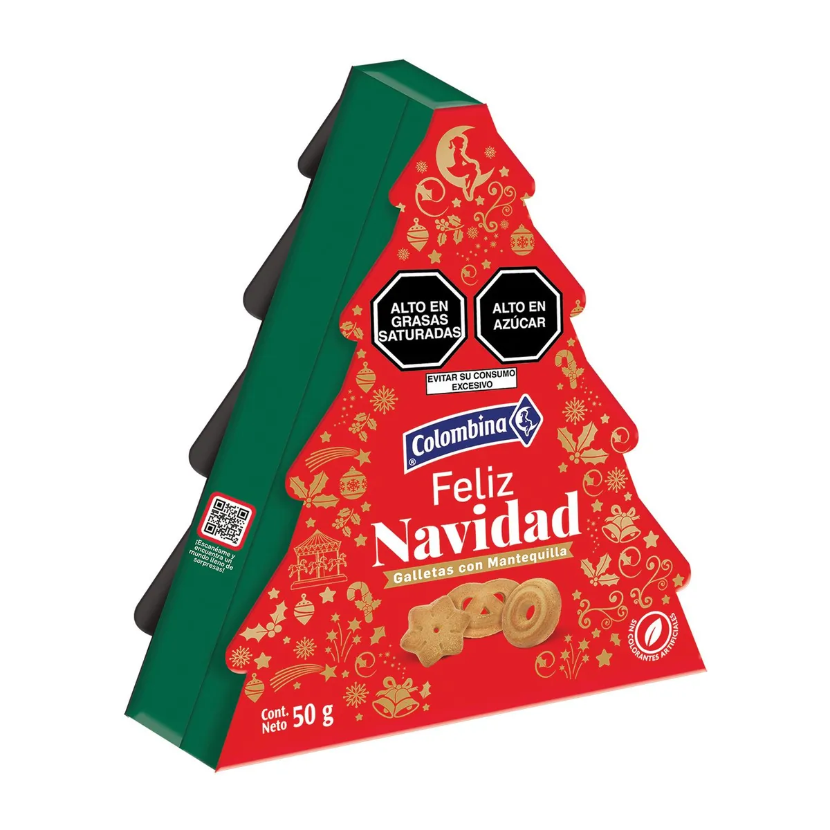 COLOMBINA - Galletas Colombina Mini Árbol Navidad Empaque 50 g