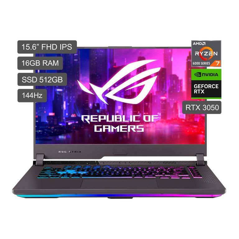 Laptop Asus ROG Strix G15 AMD RYZEN 7 6800H 16GB 512GB RTX3050 4GB ...