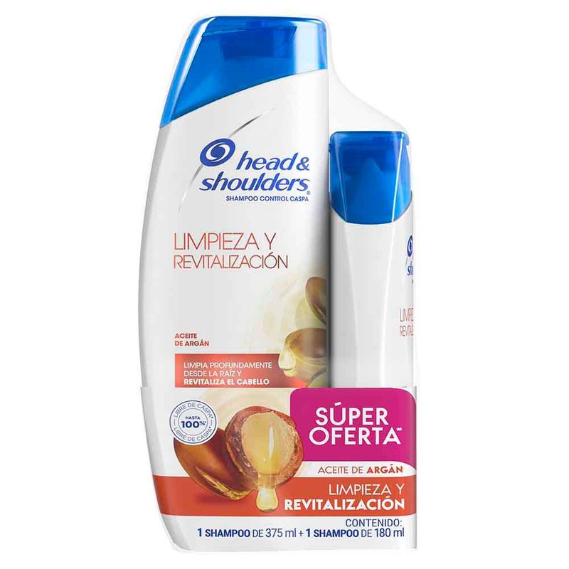 HEAD & SHOULDERS - Pack Shampoo Head & Shoulders Limpieza Y Revitalización Botellas 375 mL Y 180 mL