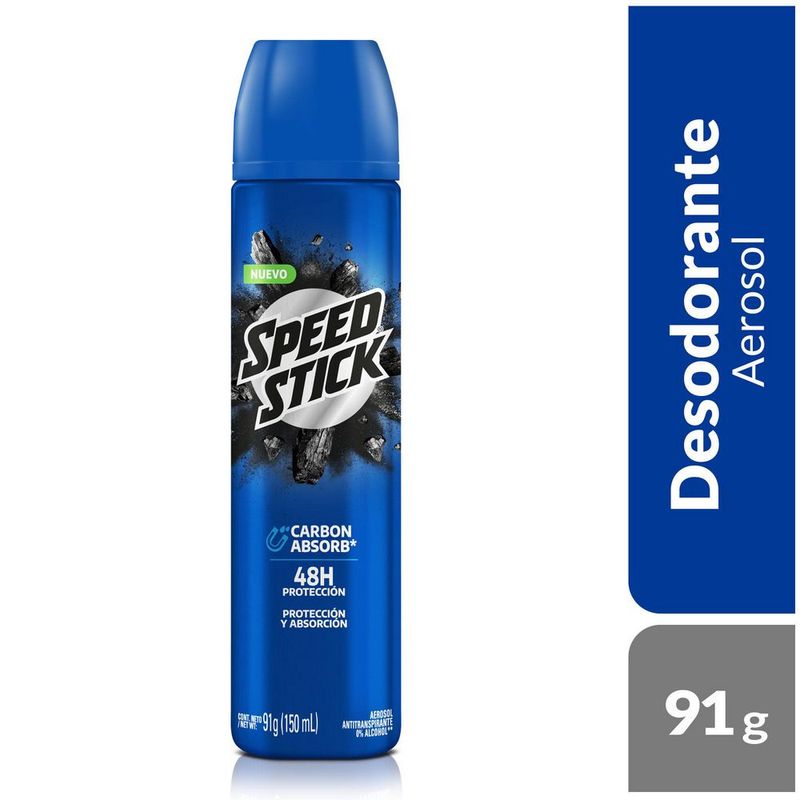 SPEED STICK - Antitranspirante Speed Stick Aerosol Carbón Absorbente Envase 150 mL