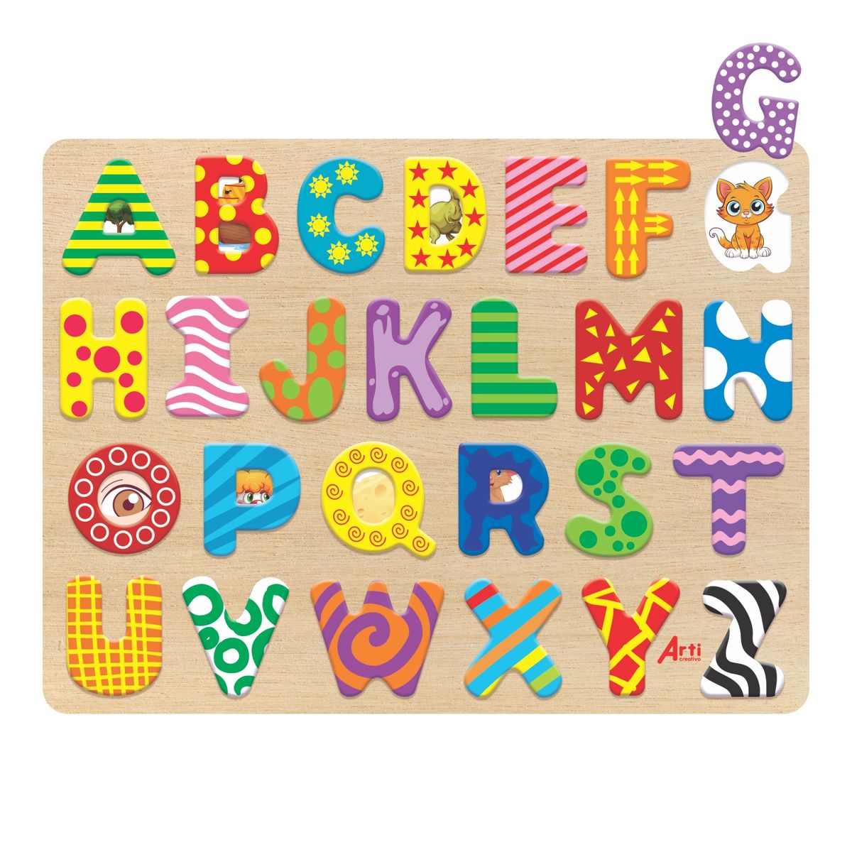 ARTI CREATIVO - Juego De Encaje Arti Creativo Abecedario Madera
