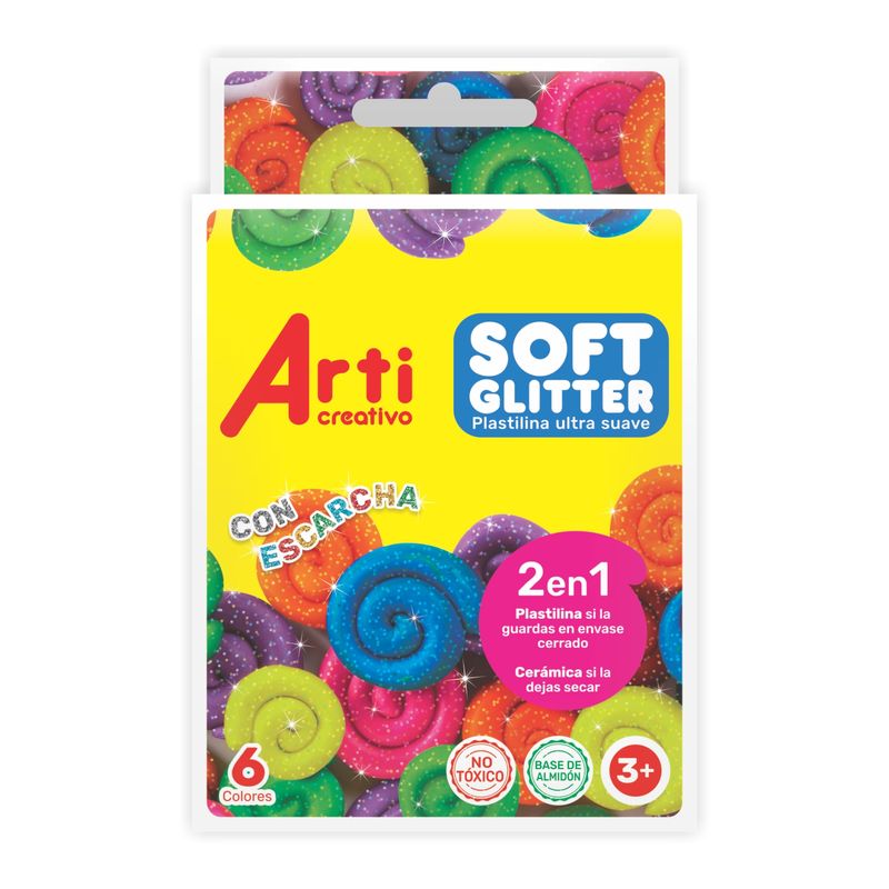 ARTI CREATIVO - Plastilina Arti Creativo Soft Glitter Caja 6 Und