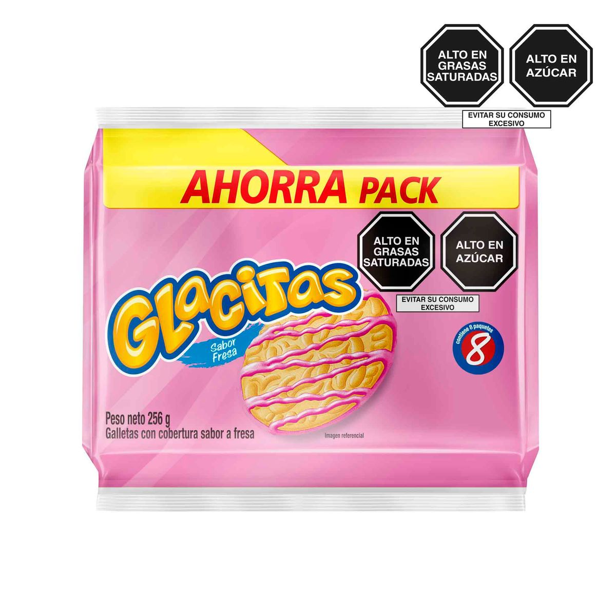 GLACITAS - 8Pack Galleta Glacitas Fresa x 256 g