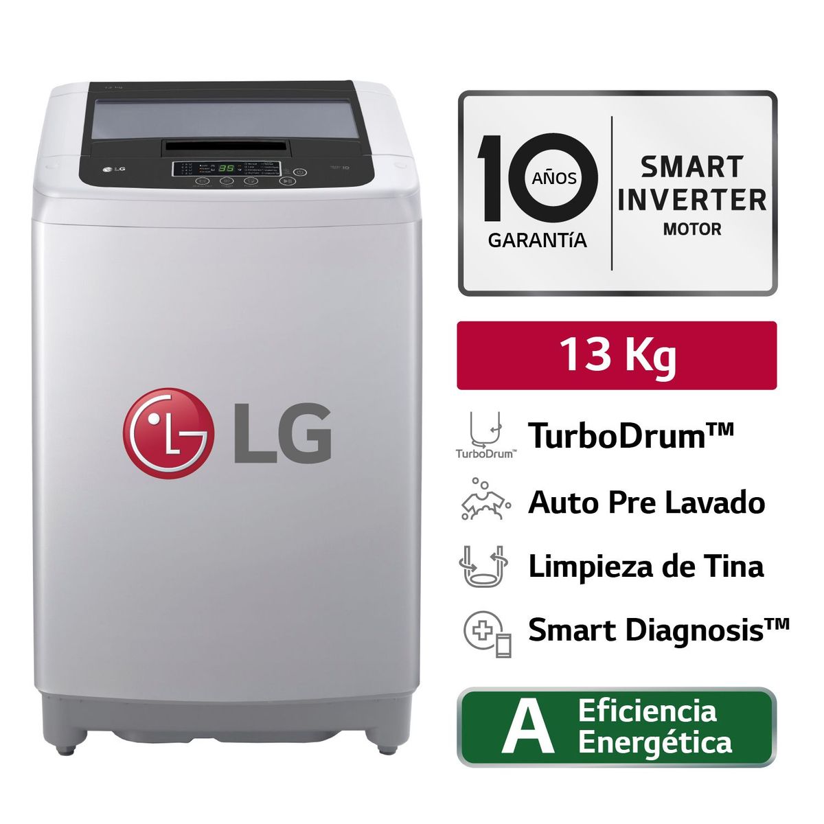 LG - Lavadora LG WT13DPBK 13Kg Gris Smart Motion