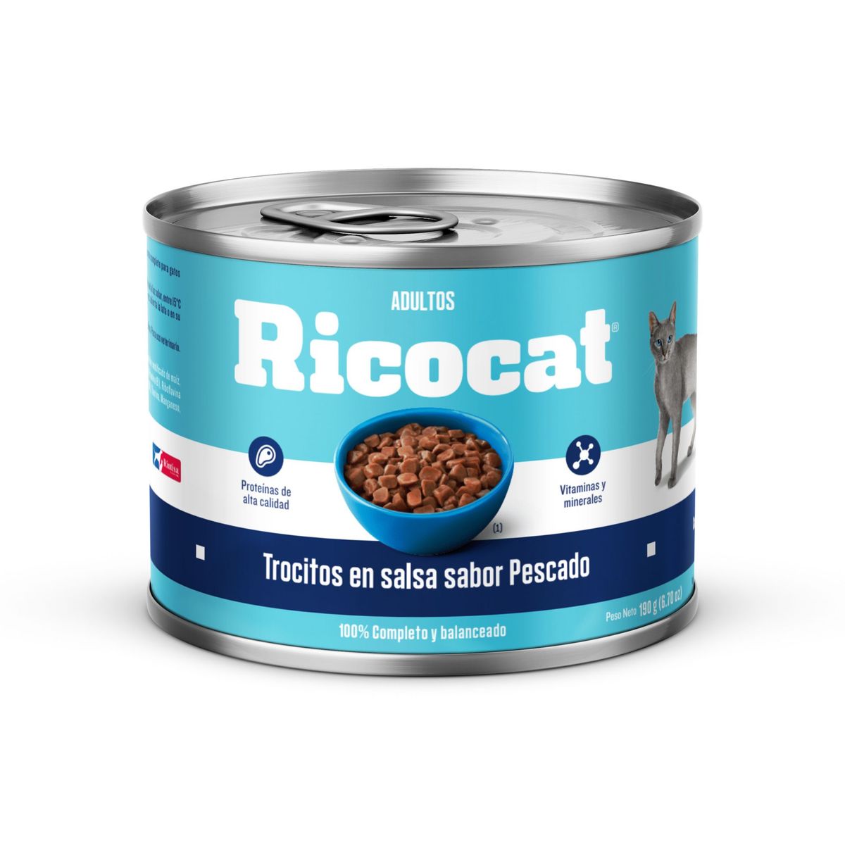RICOCAT - Alimento Húmedo Gatos Adultos Ricocat Trozos Pescado Lata 190 g