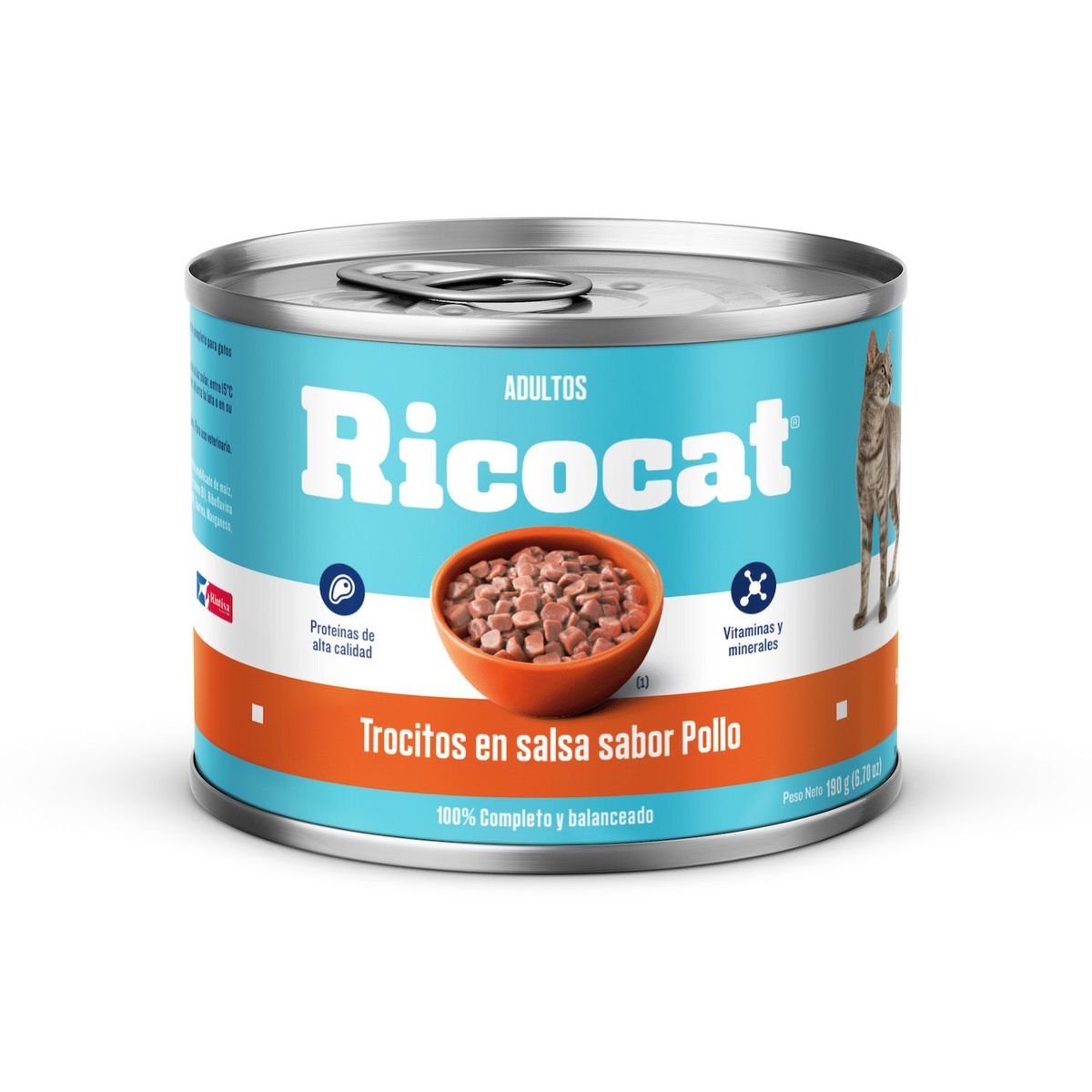 RICOCAT - Alimento Húmedo Gatos Adultos Ricocat Trozos Pollo Lata 190 g
