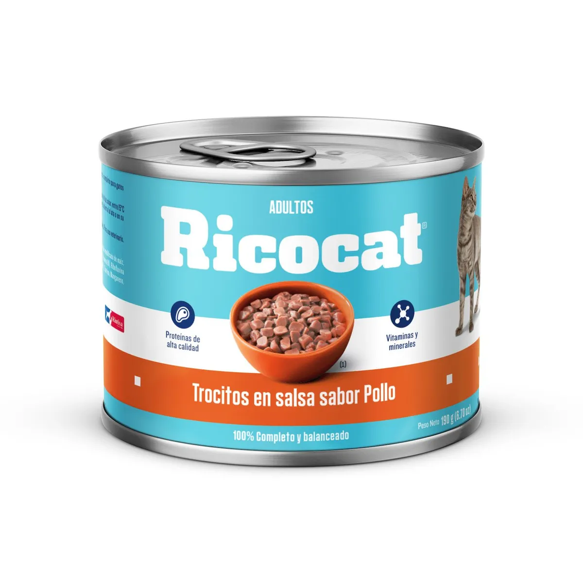 RICOCAT - Alimento Húmedo Gatos Adultos Ricocat Trozos Pollo Lata 190 g
