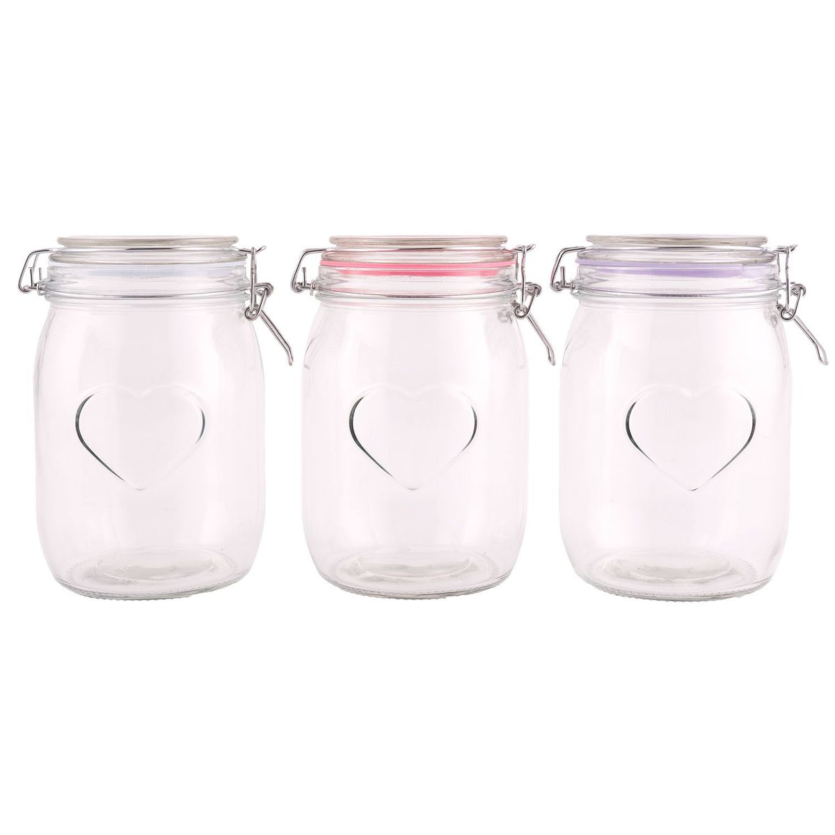 CASA JOVEN - Set Canister Vidrio Corazones 3 Piezas 1000 mL