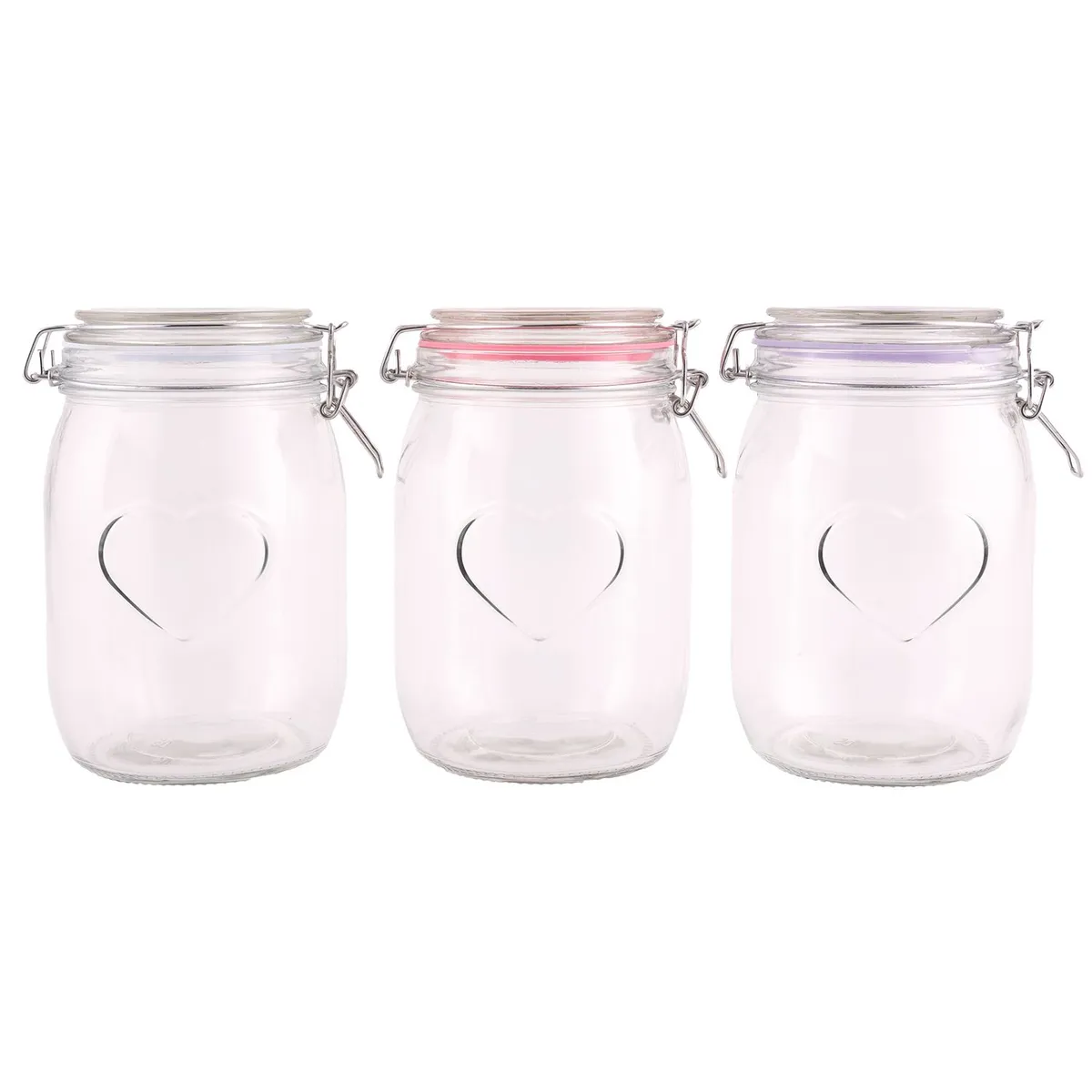 CASA JOVEN - Set Canister Vidrio Corazones 3 Piezas 1000 mL