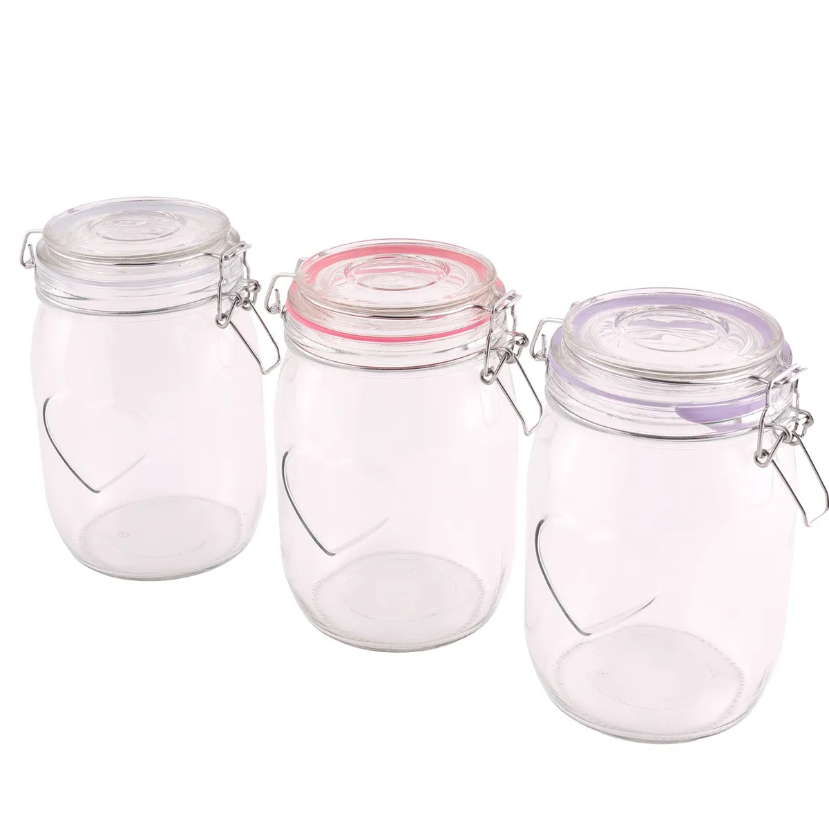 CASA JOVEN - Set Canister Vidrio Corazones 3 Piezas 1000 mL