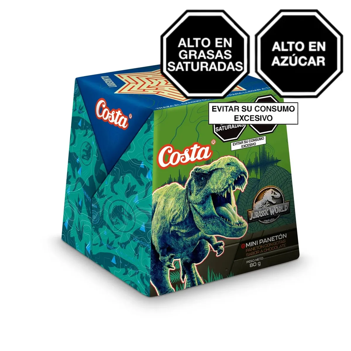 COSTA - Panetón Costa Mini Gotas Choco Jurassic Caja 80 g