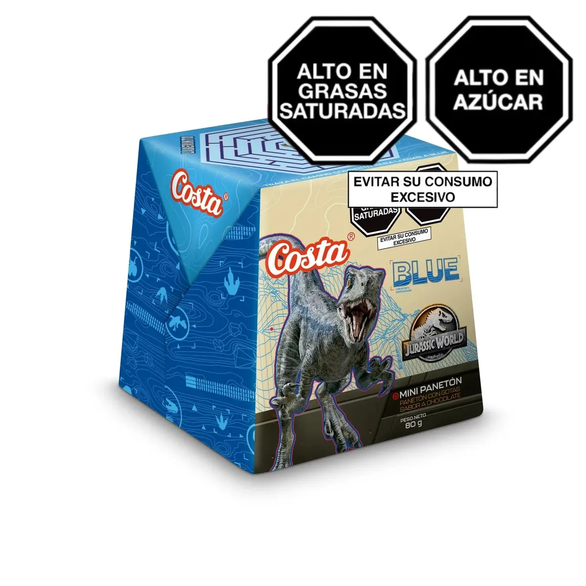 COSTA - Panetón Costa Mini Gotas Choco Jurassic Caja 80 g