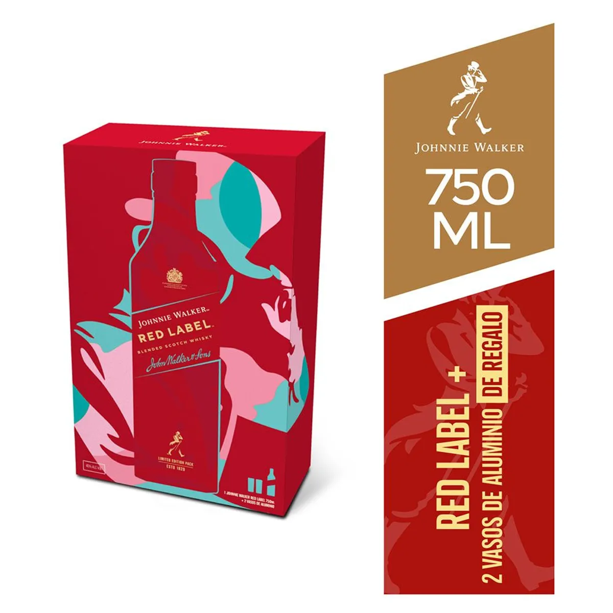 JOHNNIE WALKER - Whisky Johnnie Walker Red 750 mL + 2 Vasos