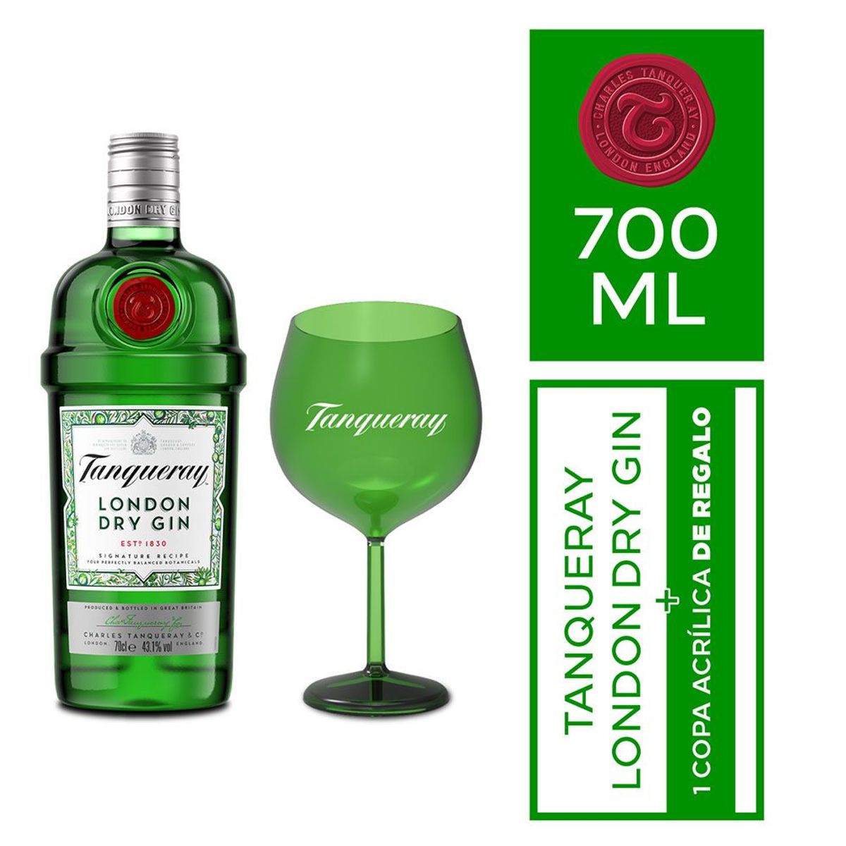 TANQUERAY - Gin Tanqueray London 700 mL + Copa