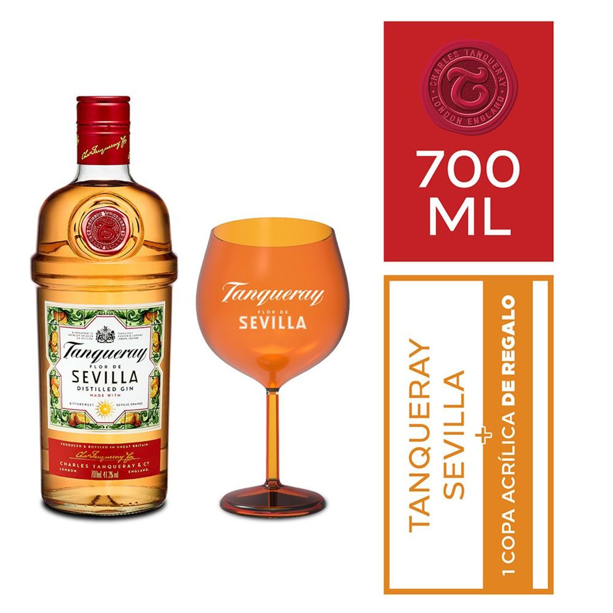 TANQUERAY - Gin Tanqueray Sevilla 700 mL + Copa