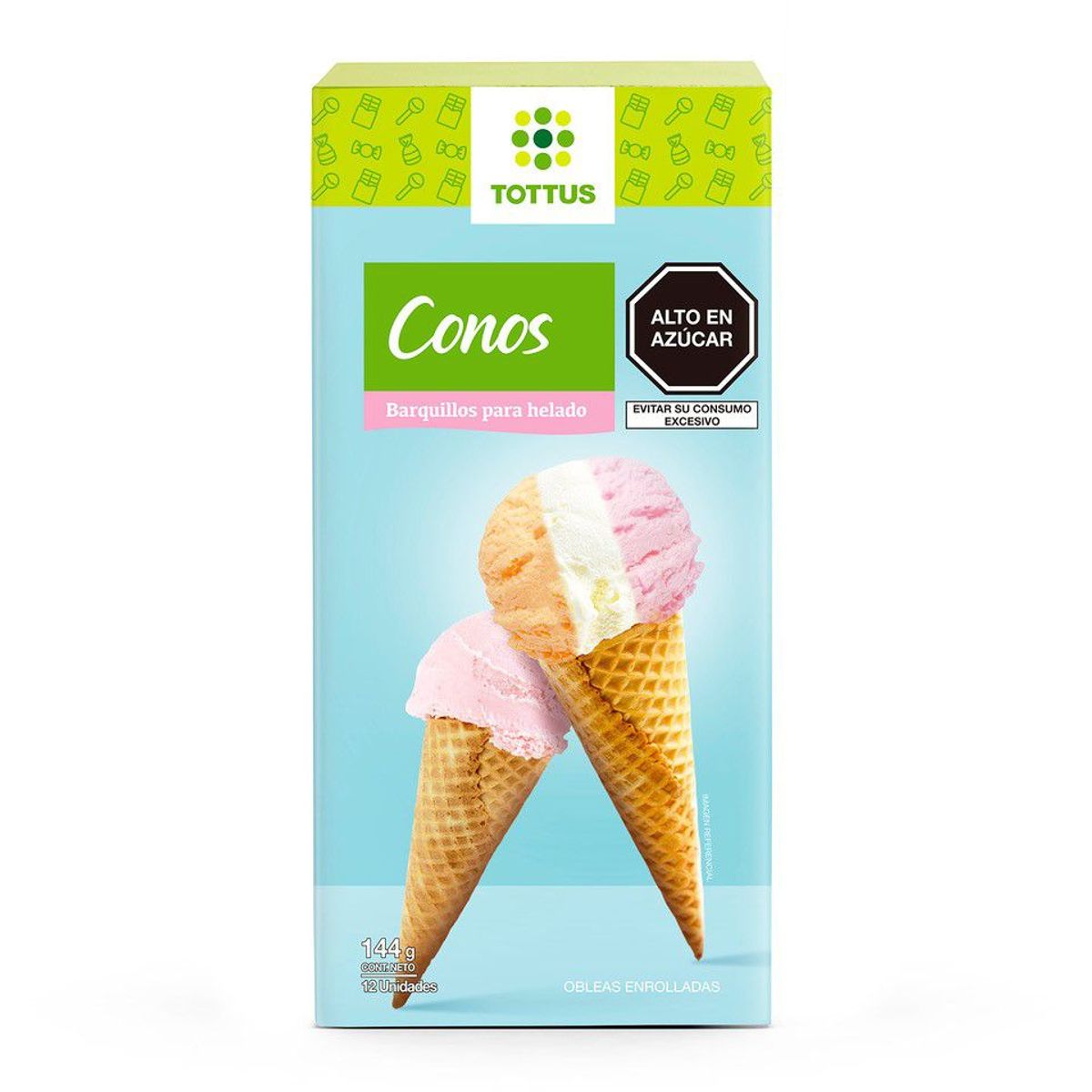 TOTTUS - Barquillo Para Helado Tottus 12 Unidades