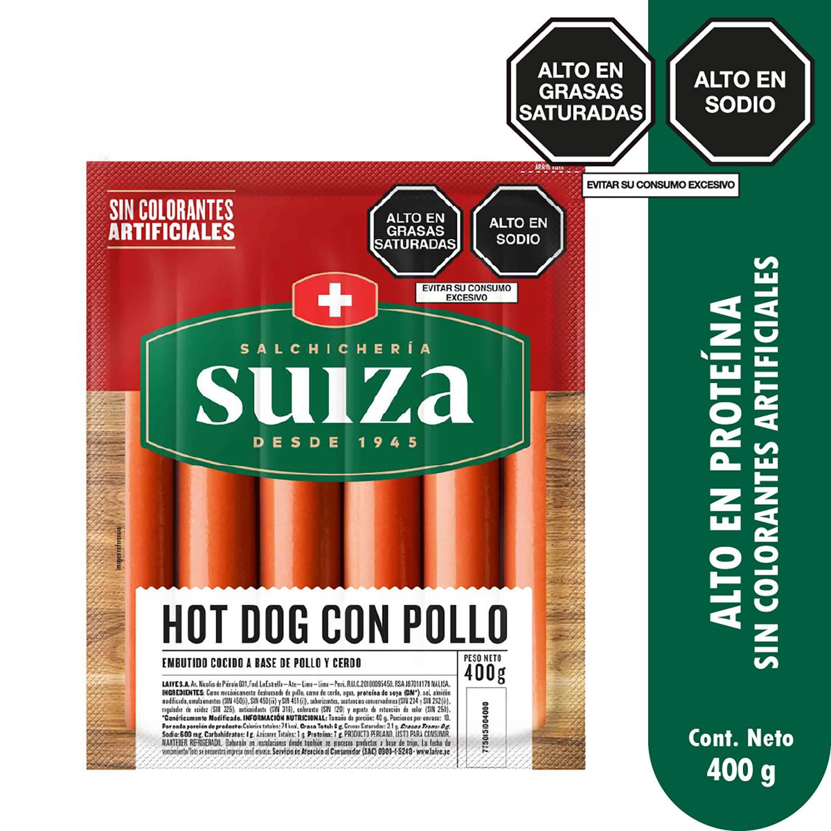 SUIZA - Hot Dog con Pollo Suiza Empaque 400 g