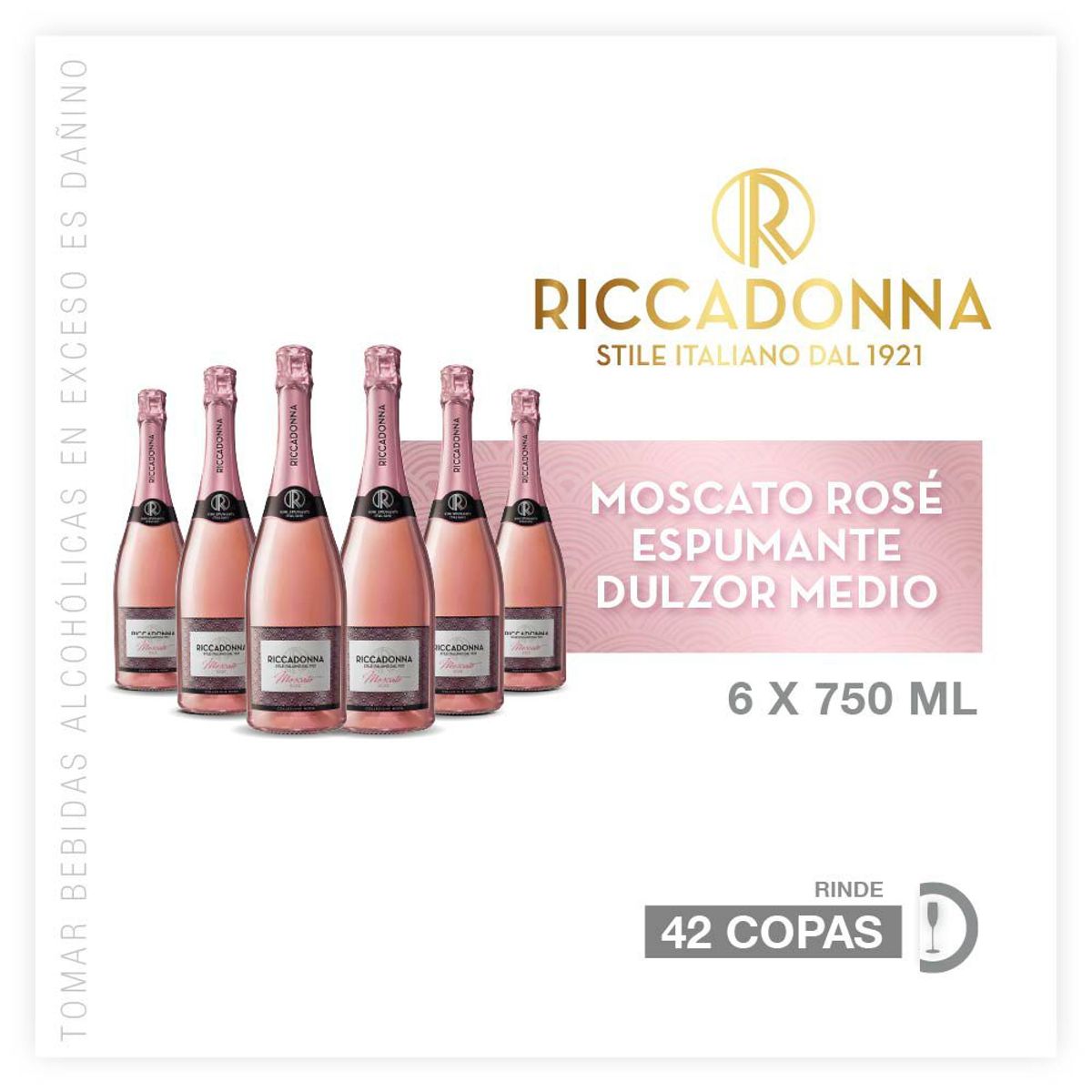 RICCADONNA - Espumante Riccadonna Rosé 6 Botellas 750 mL