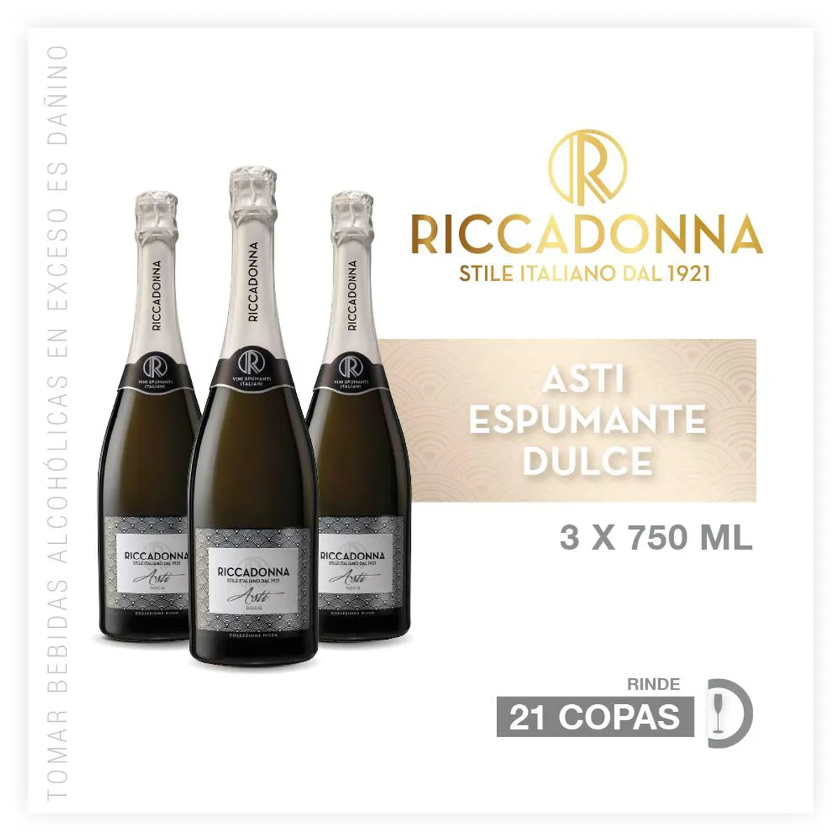 RICCADONNA - Espumante Riccadonna Asti 3 Botellas 750 mL