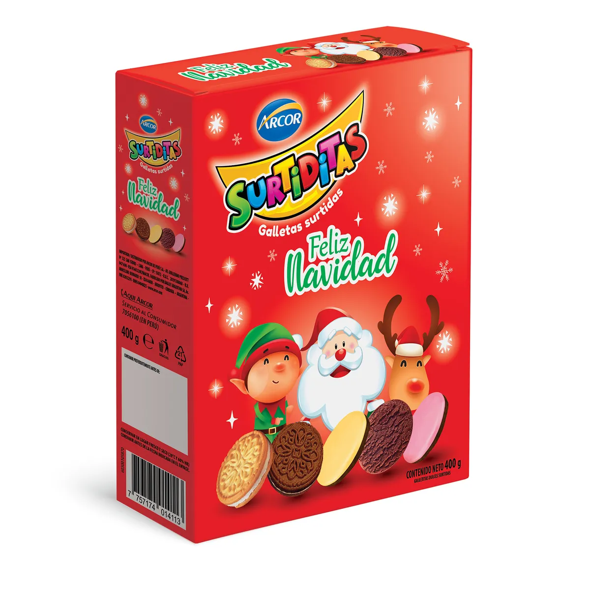 ARCOR - Galletas Surtiditas Arcor Navidad Caja 400 g