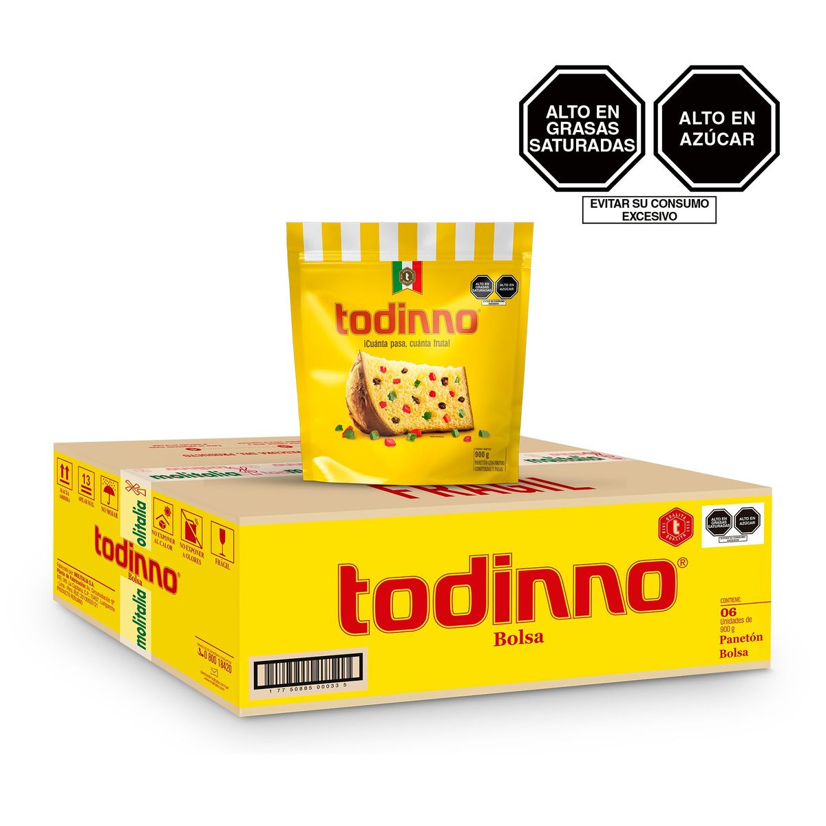 TODINNO - Caja x 6 Panetón Todinno Bolsa x 900 g