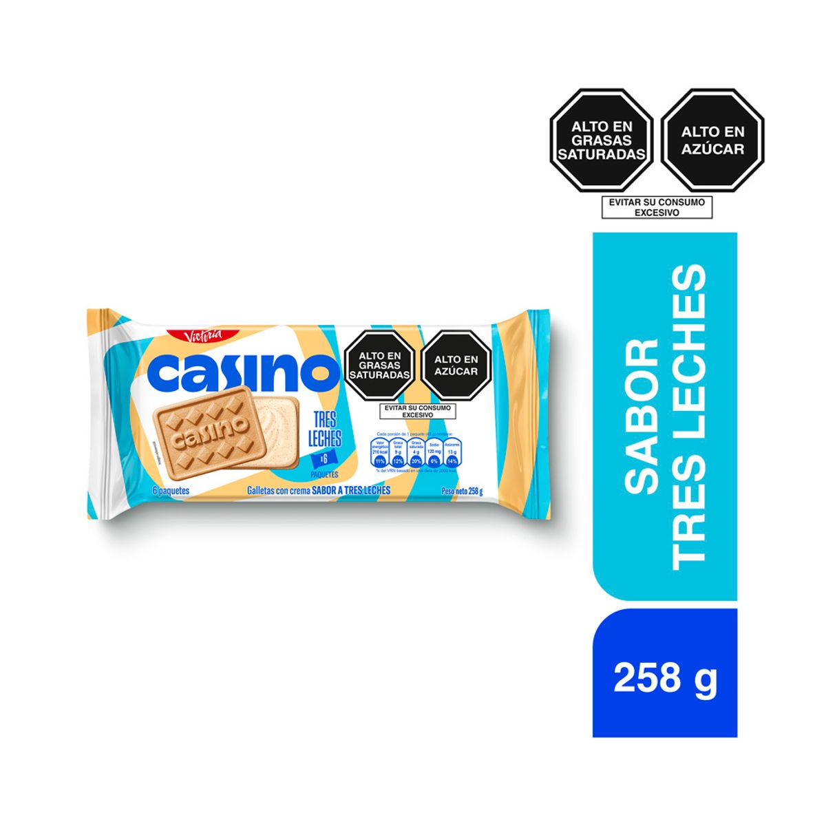 VICTORIA - Galleta Casino Sabor Tres Leches Sixpack 258 g