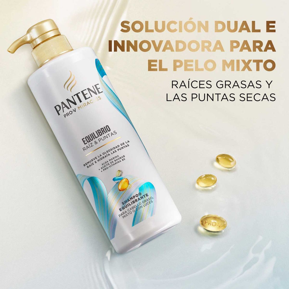 PANTENE - Shampoo Pantene Equilibrio Raíz y Puntas Botella 510 mL
