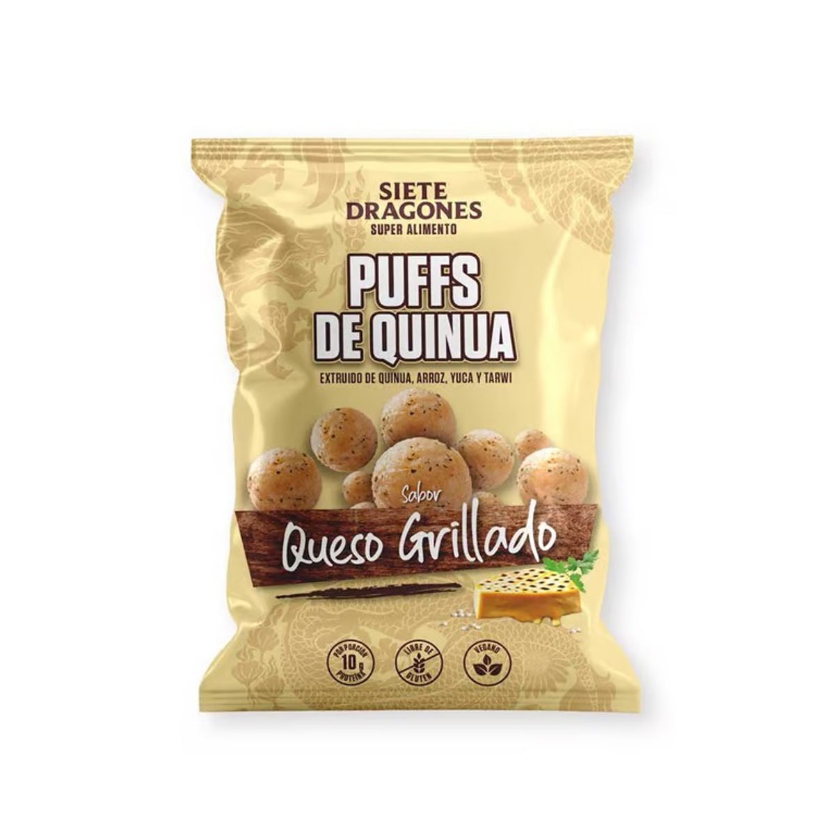 SIETE DRAGONES - Puff de Quinua Siete Dragones Sabor Queso Grillado Bolsa 100 g