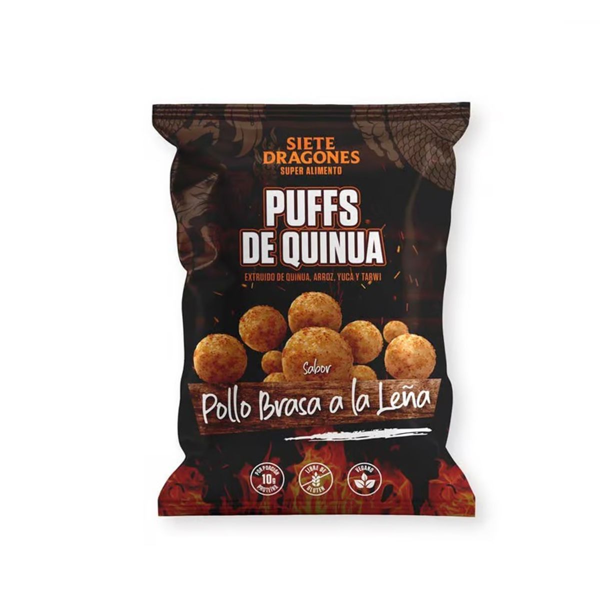 SIETE DRAGONES - Siete Dragones Puff de Quinua Sabor Pollo Brasa a la Leña Bolsa 100 g