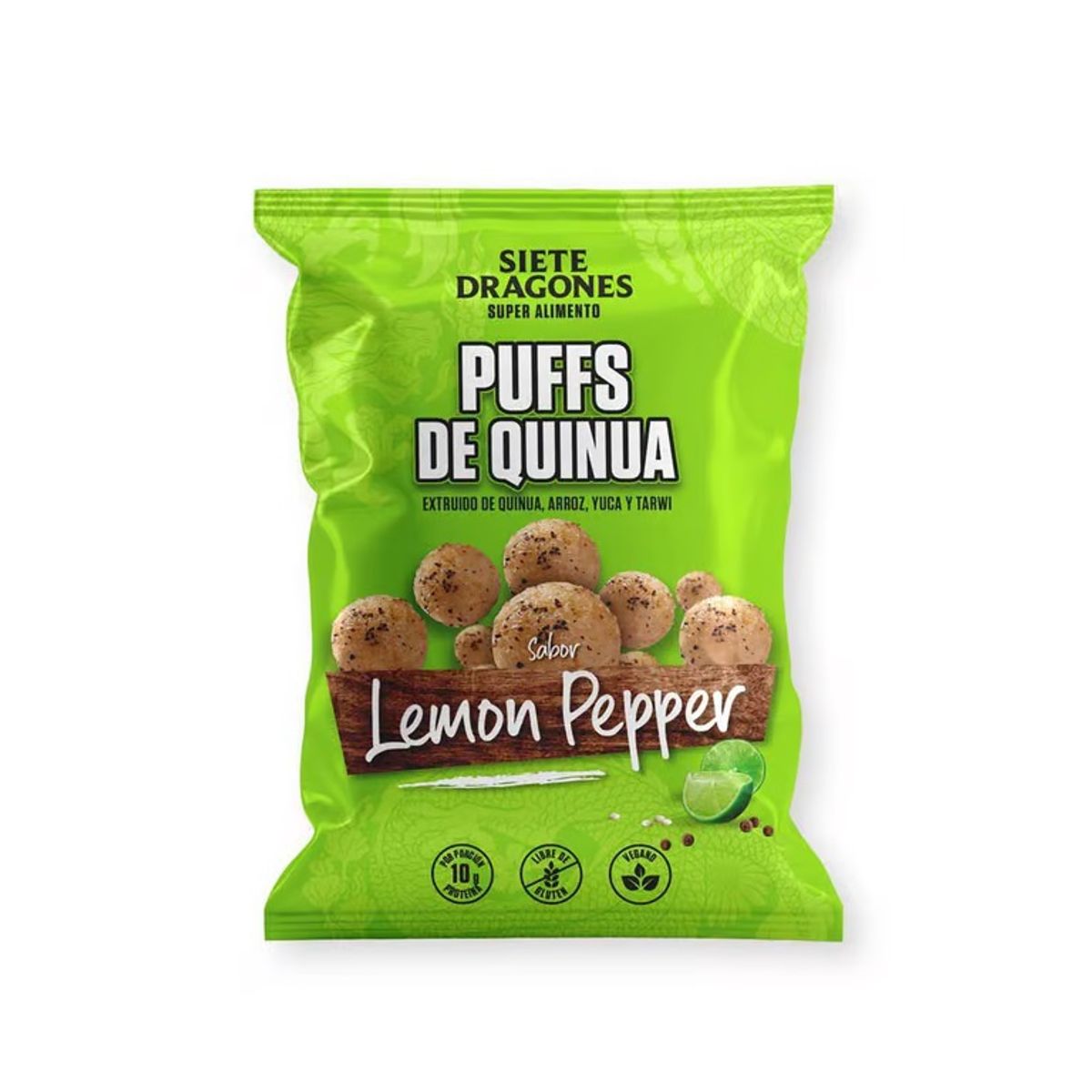 SIETE DRAGONES - Siete Dragones Puff de Quinua Sabor Lemon Pepper Bolsa 100 g