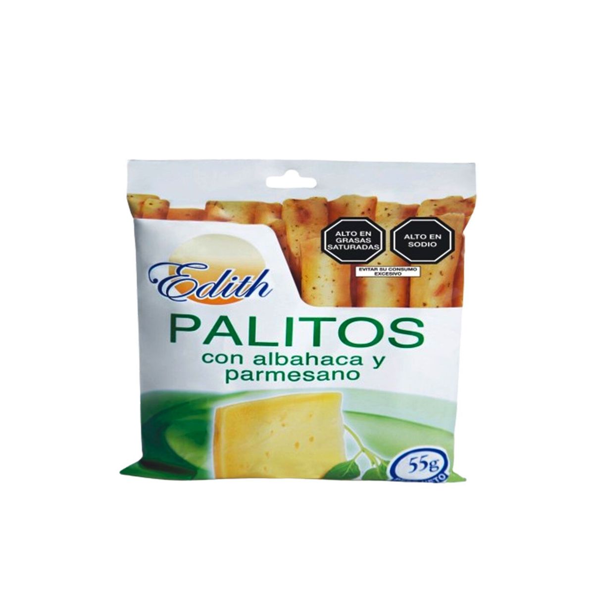 EDITH - Palitos Edith con Albahaca y Parmesano Bolsa 55 g