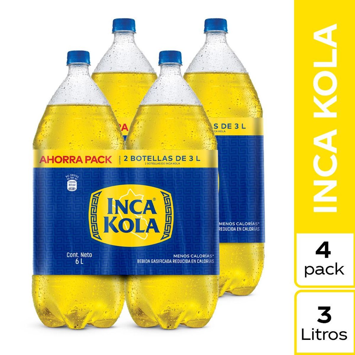 INCA KOLA - Gaseosa Inca Kola Pack 4 Botella 3 L