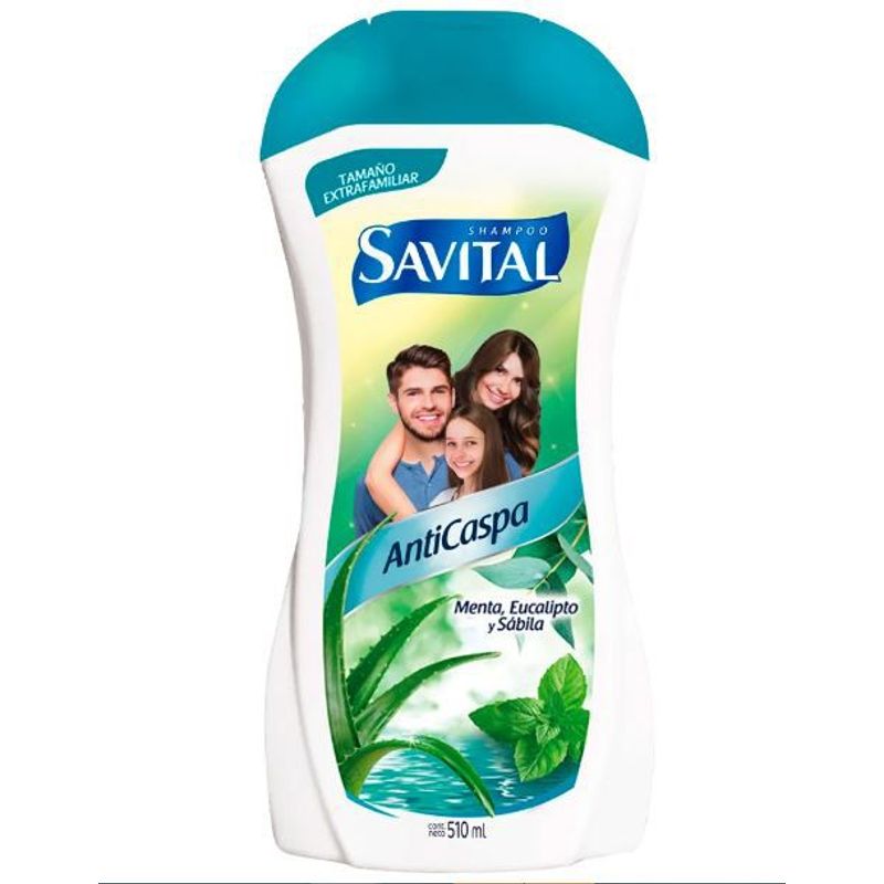 SAVITAL - Shampoo Savital Anticaspa Menta Eucalipto Sábila Botella 510 mL