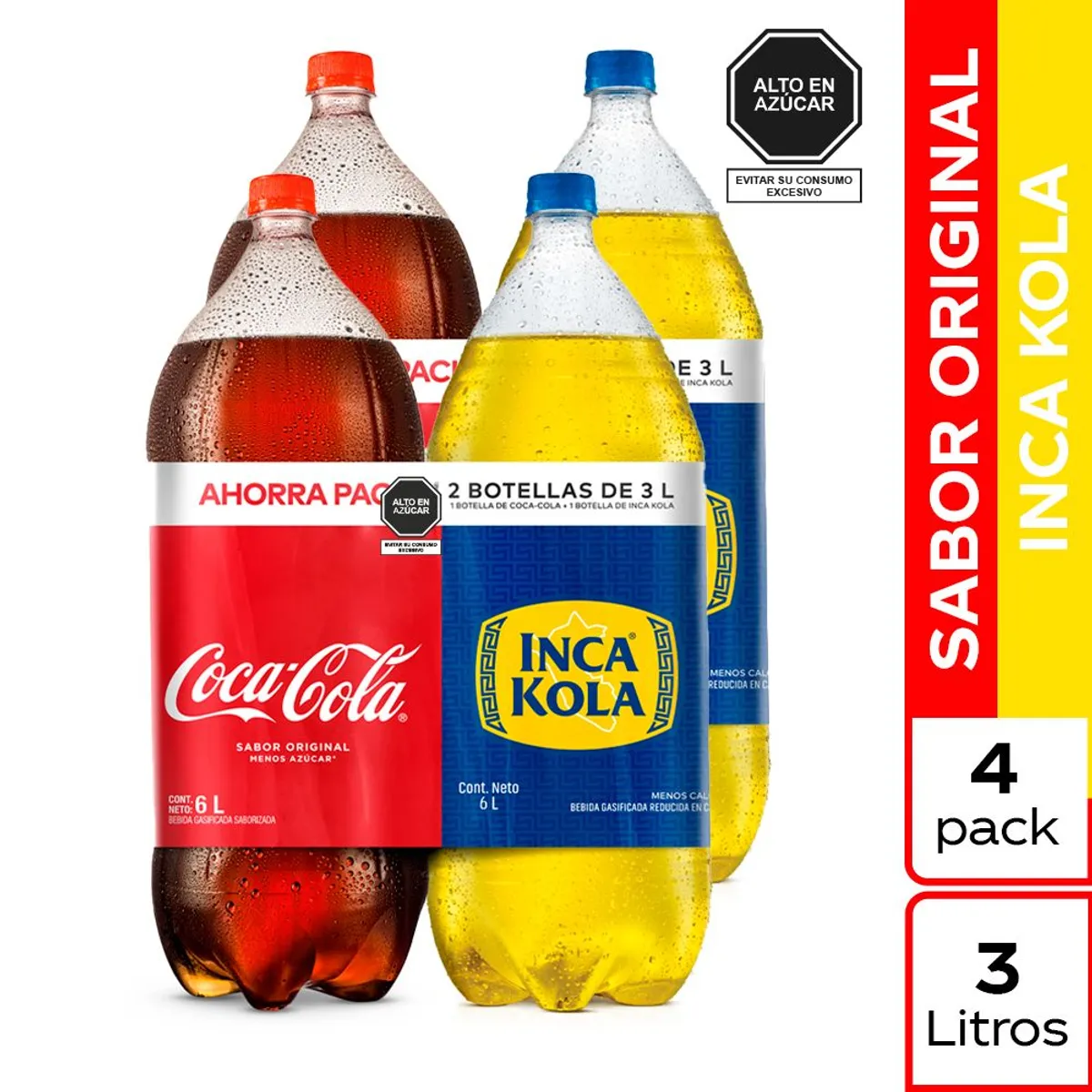 COCA COLA - Gaseosa 2 Coca Cola 3 L + 2 Inka Cola 3 L