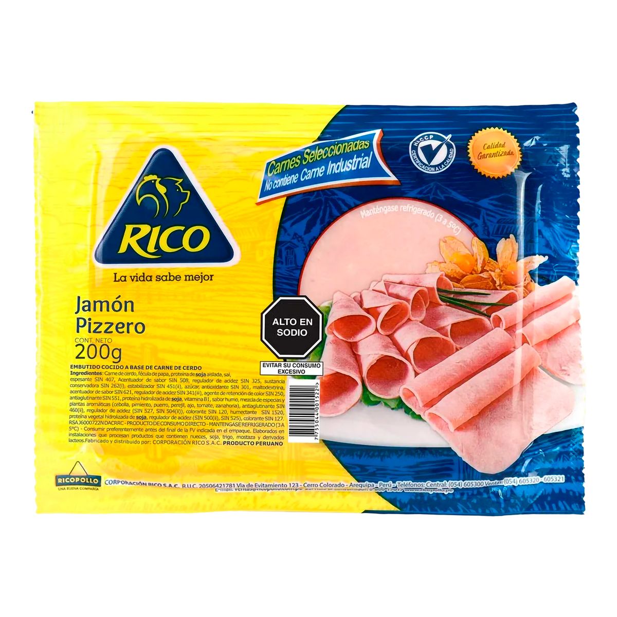 RICO - Jamón Pizzero Rico Empaque 200 g