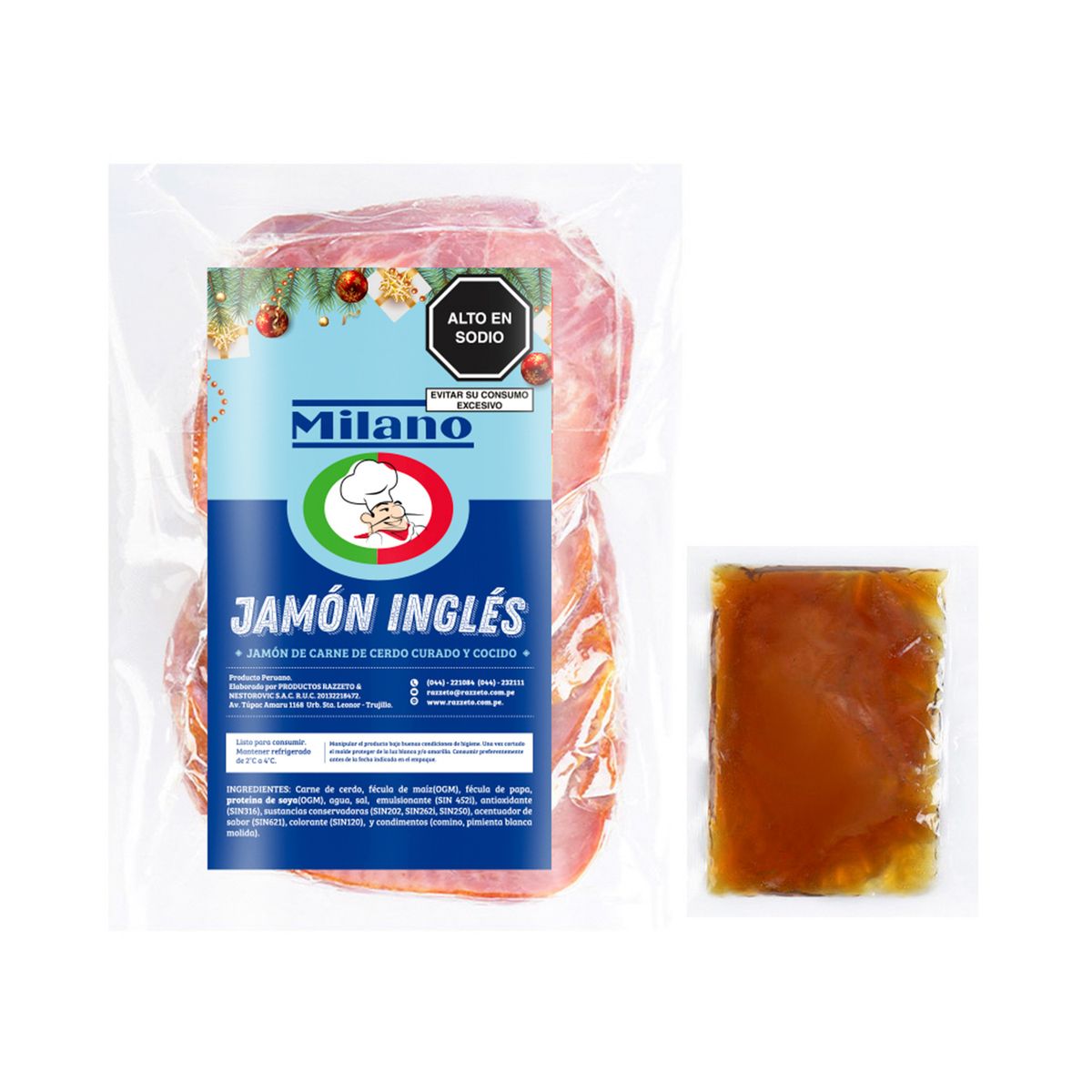 MILANO - Jamón Inglés Lonjas Milano Empaque 500 g + Glaseado