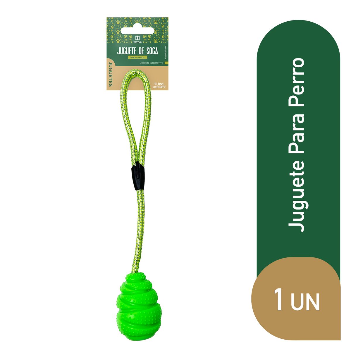 TOTTUS - Juguete de Soga con Pelota para Perro Tottus