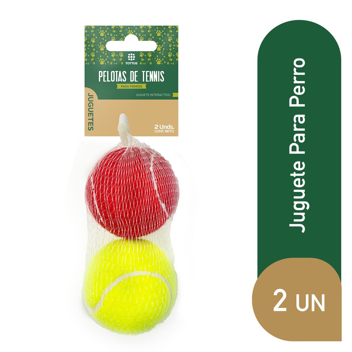 TOTTUS - Pelotas de Tenis para Perros Tottus Empaque 2 Und