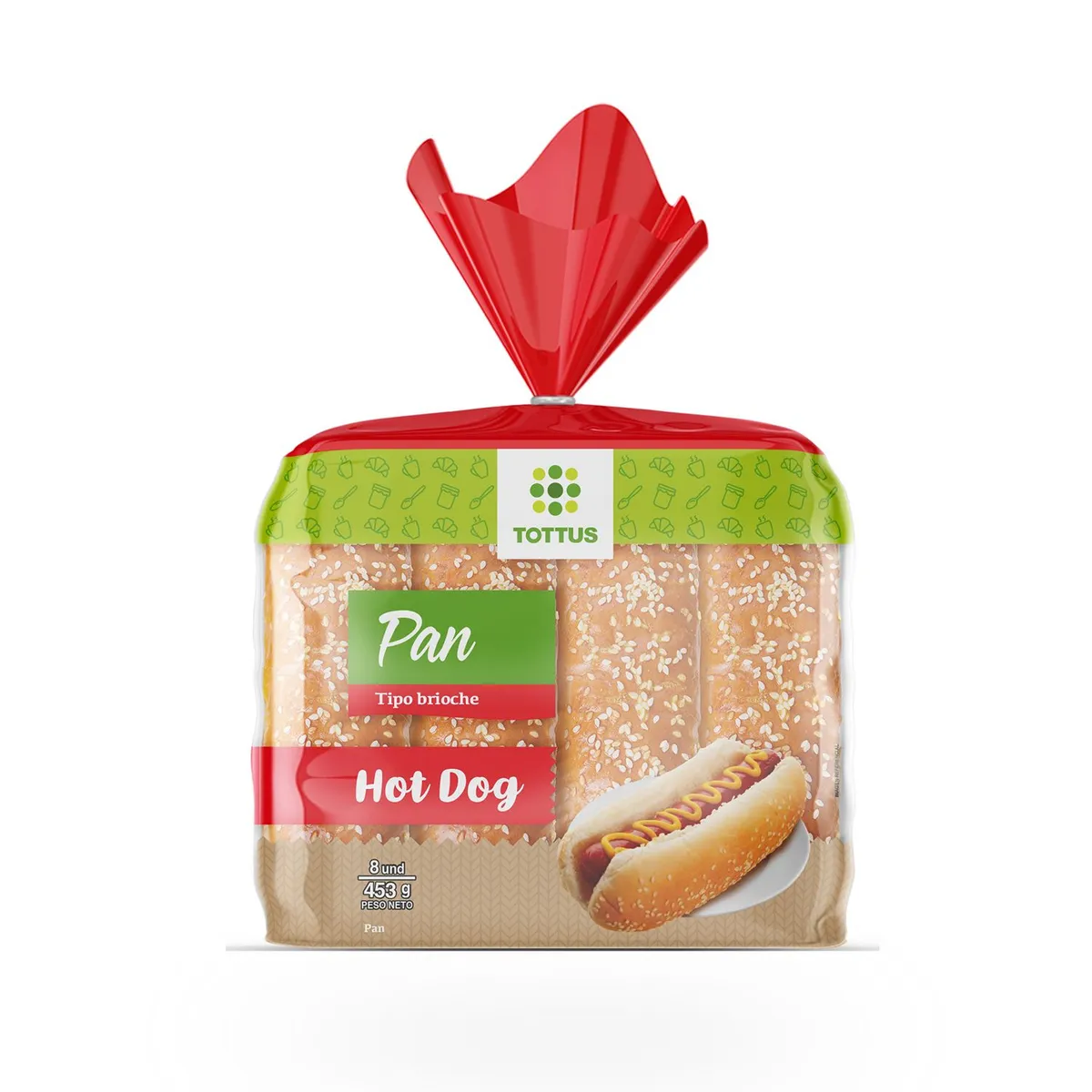TOTTUS - Pan Hot Dog Tottus 8 Unidades