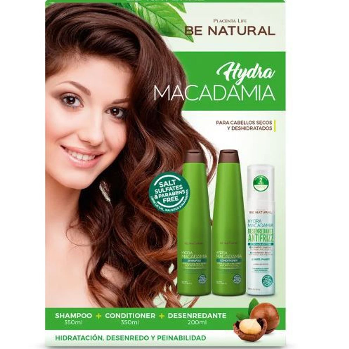 BE NATURAL - Set Be Natural Hydra Shampoo + Acondicionador + Desenredante