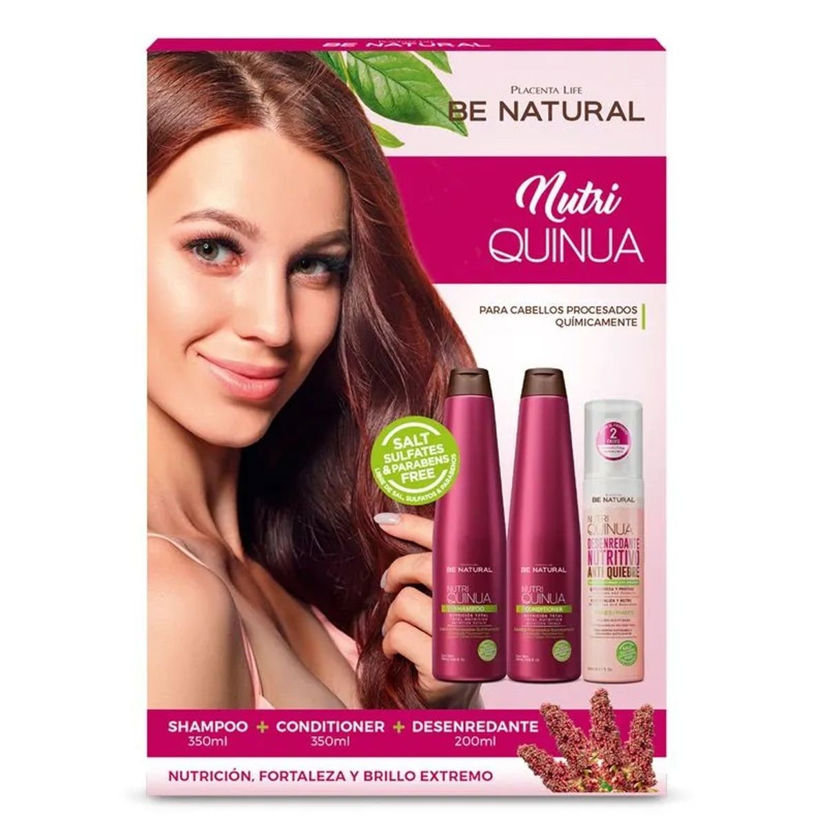 BE NATURAL - Set Be Natural Quinua Shampoo + Acondicionador + Desenredante