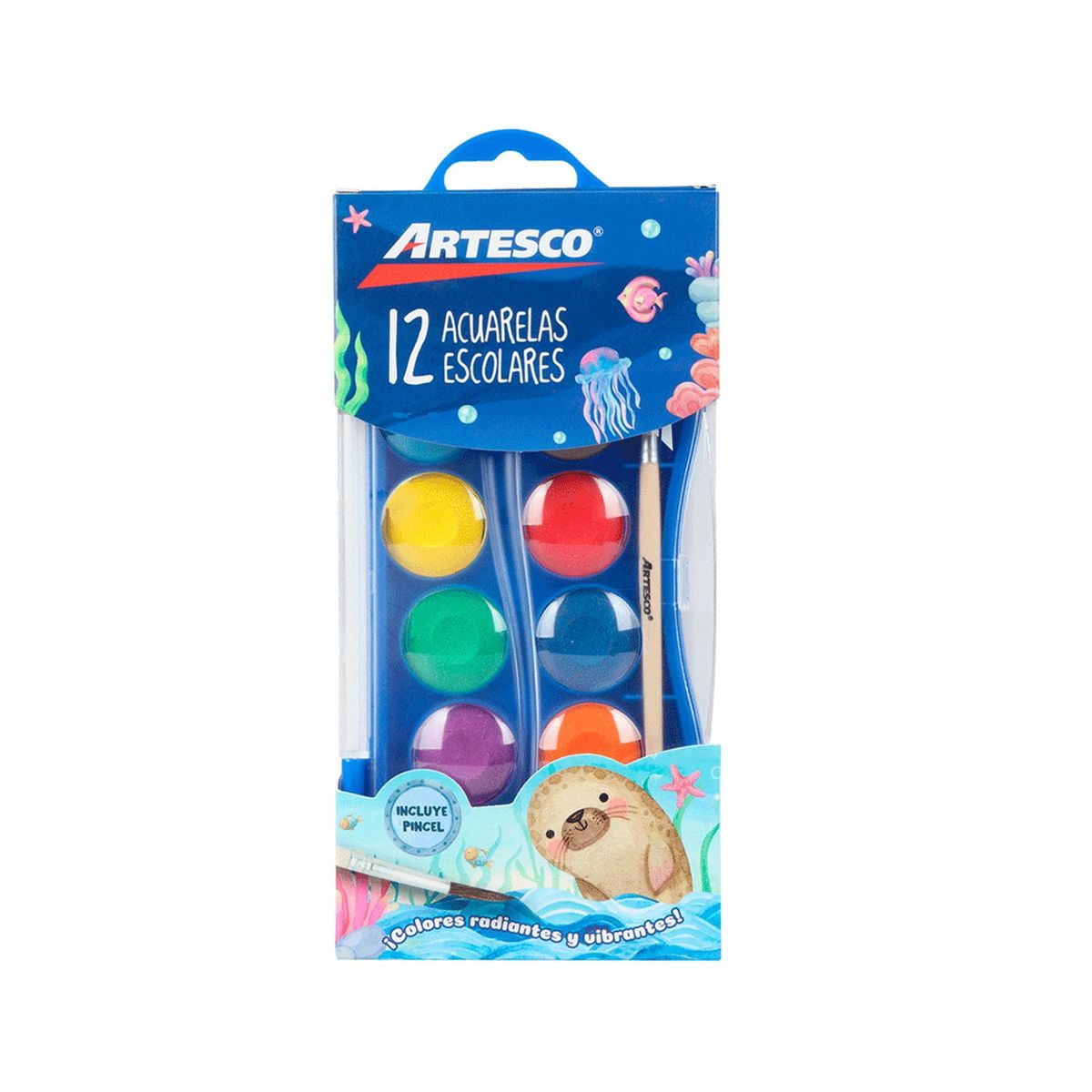 ARTESCO - Acuarelas Artesco Escolares Estuche 12 Und