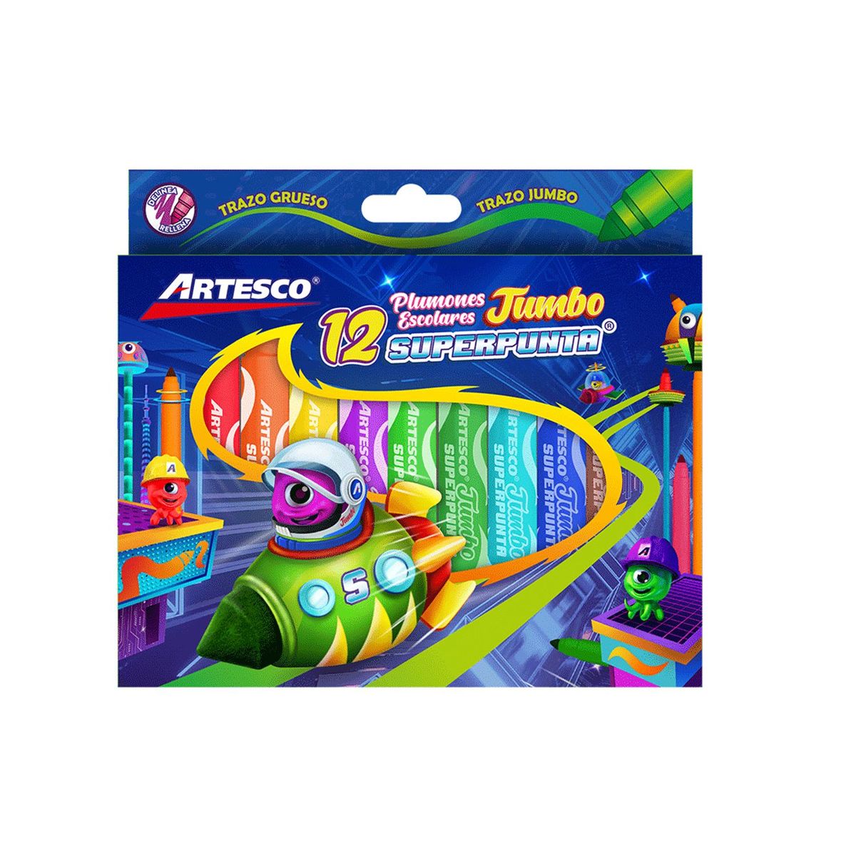 ARTESCO - Plumones Artesco Jumbo Superpunta Empaque 12 Und