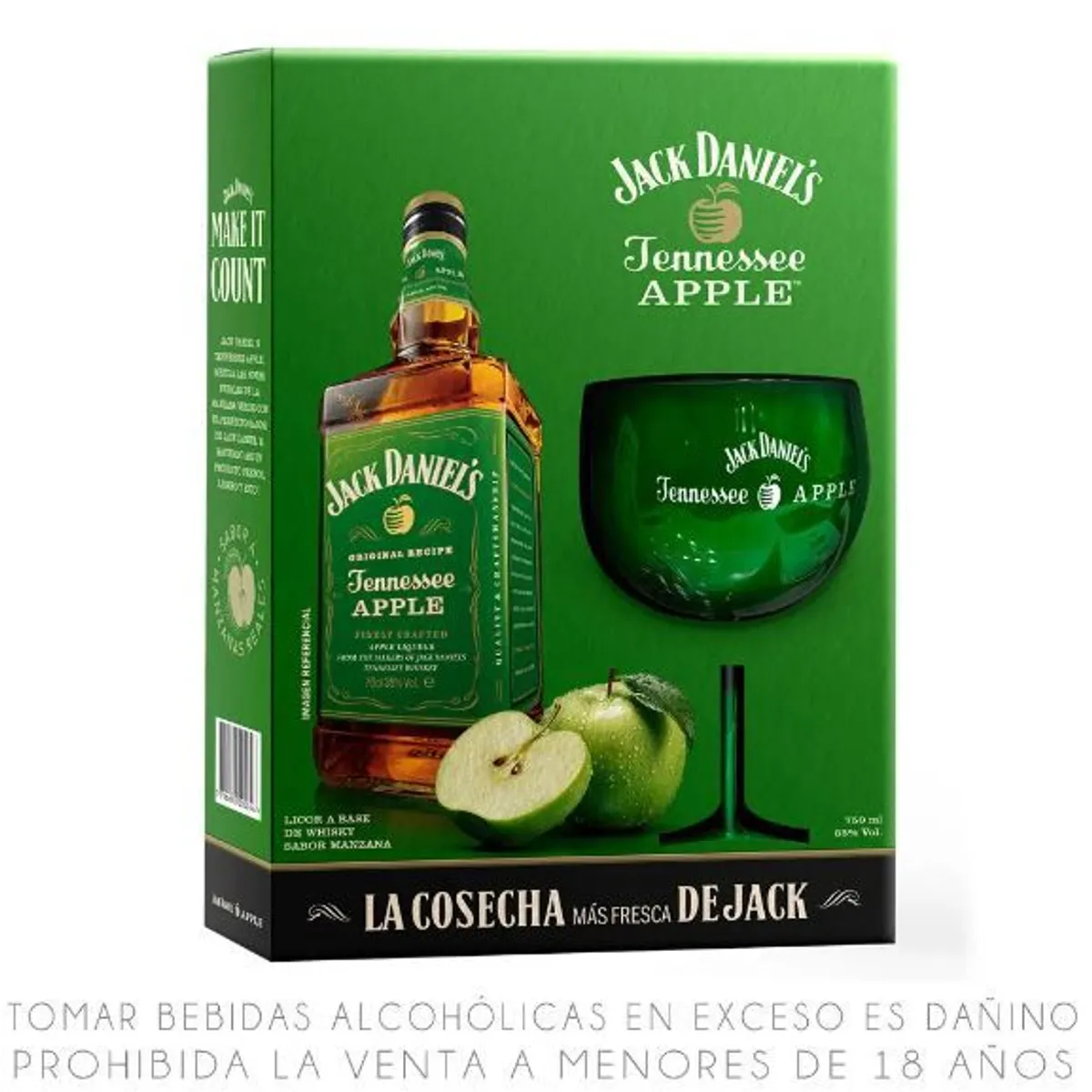 JACK DANIELS - Whisky Jack Daniels Appel 750 mL + Copa