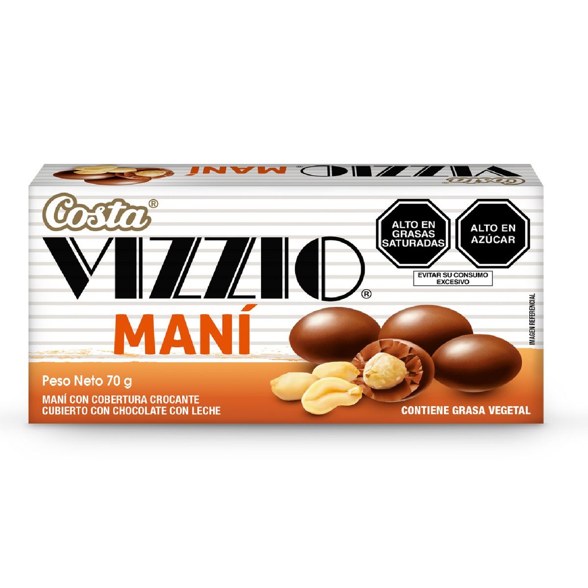 VIZZIO - Maní Vizzio Cubierto con Chocolate Caja 70 g