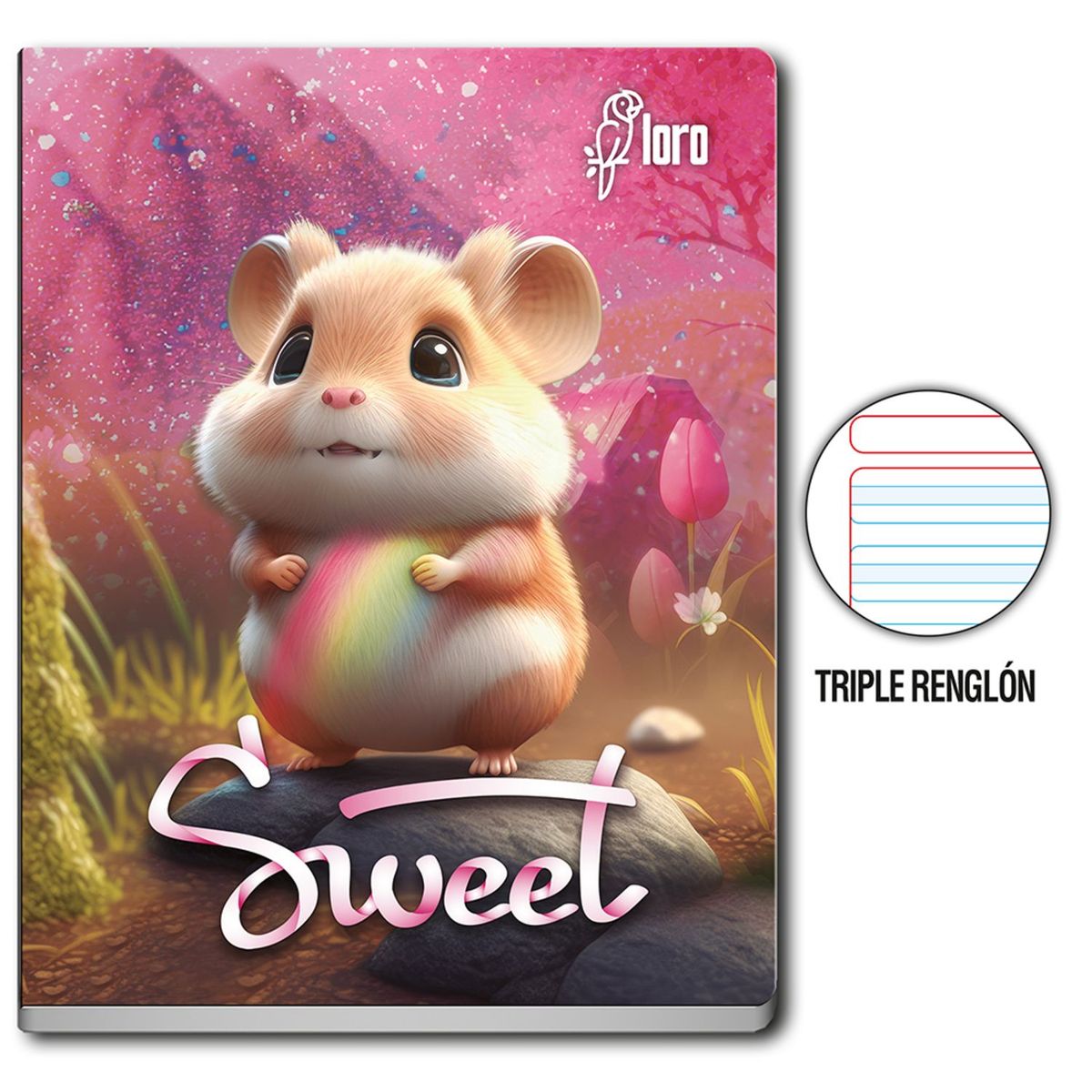 LORO - Cuaderno Triple Renglón Loro Deluxe 84 Hojas